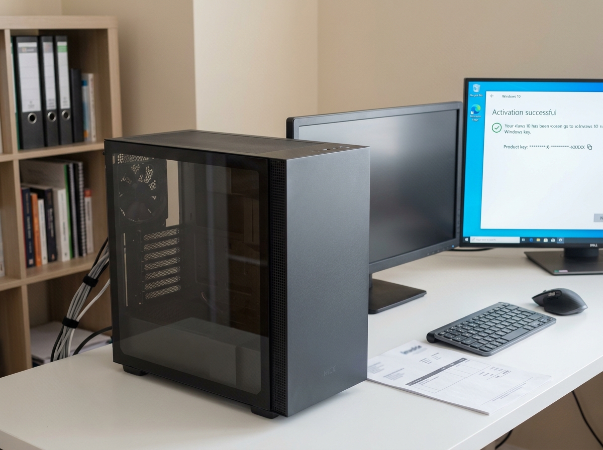 Écran de confirmation d'activation de Windows 10 après achat en ligne sur un PC de bureau