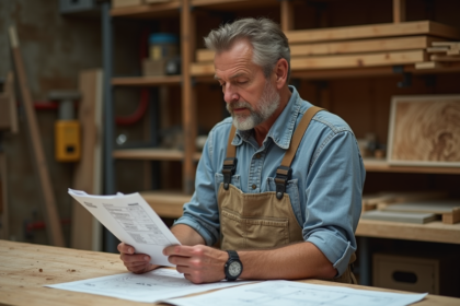 Artisan homme en tenue de travail dans son atelier organisé