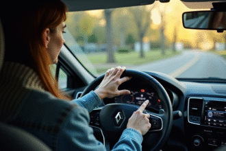 Personne dans une Renault entrant un code sur le tableau de bord