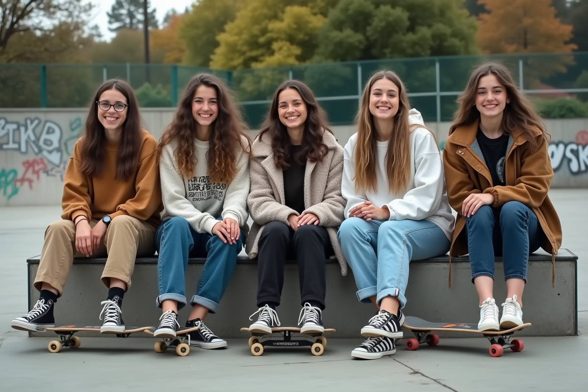 Groupe de jeunes sur skateboards dans un skatepark